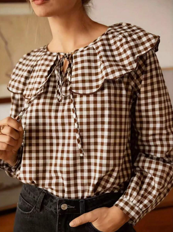 Blusa volantes a cuadros Nataly
