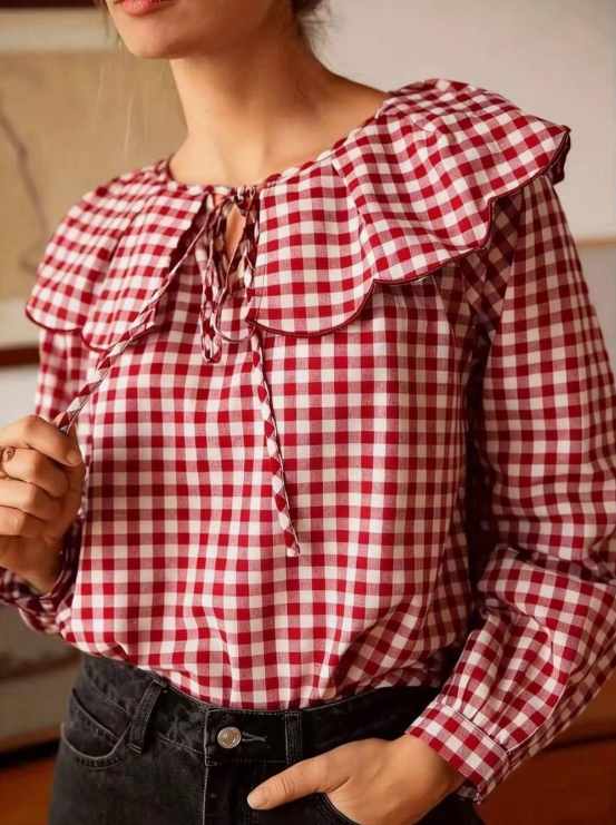Blusa volantes a cuadros Nataly