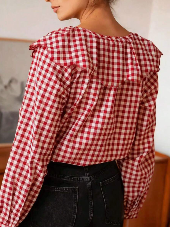Blusa volantes a cuadros Nataly