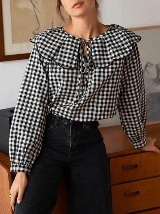 Blusa volantes a cuadros Nataly