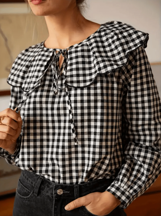Blusa volantes a cuadros Nataly